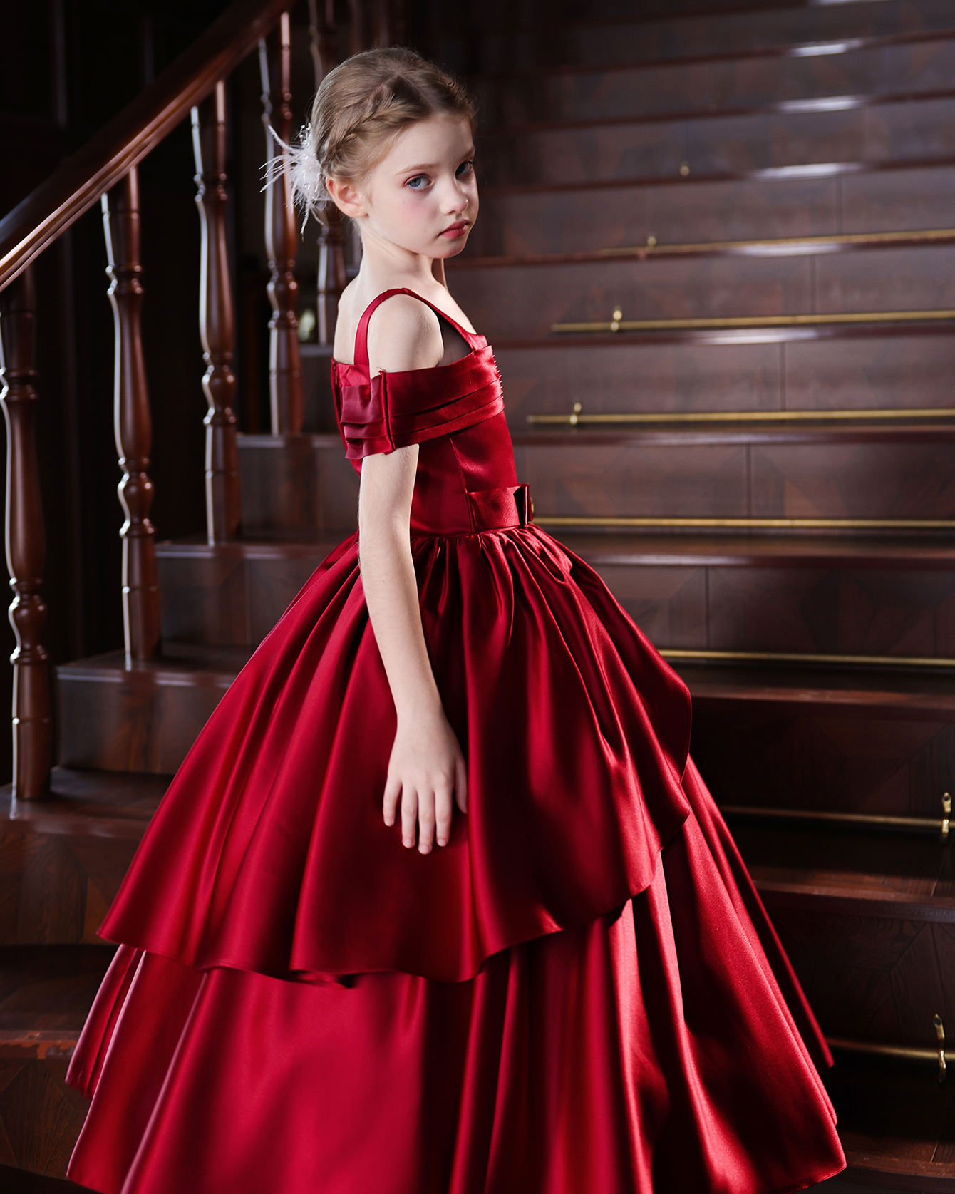 Red Princess Long Frock Design White Ball Gown Wedding Dress