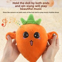 Mainan Boneka Super Lembut Sensori Buah Piano Musik Elektrik Stroberi Pisang Wortel Kapas PP Interaksi Orang Tua-Anak 0-24