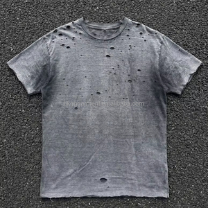 Camiseta Oversize de Algodón para Hombre, Estilo Boxy, Gris, Efecto Vintage Lavado al Ácido, Camiseta Desgastada Personalizada - Product Image 1