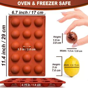 L'usine MUYULINS peut personnaliser des moules hémisphériques à 15 cavités, des moules à chocolat en silicone antiadhésifs LFGB et sans BPA. - Product Image 6