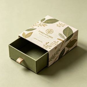 FX Green Luxury Sliding Drawer Jewelry Packaging <b>Box</b> Custom Logo Premium <b>Gift</b> <b>Box</b> <b>for</b> Rings Necklace <b>Bracelet</b> Wholesale Supply - Product Image 1