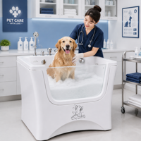Baignoire haute avec rampe Dpbathe pour le nettoyage et le bain des chiens âgés ou handicapés
