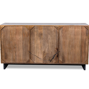 Aparador Oxberg de Madera Natural y Negra con Puertas de Vidrio y Estantes con Iluminación LED - Product Image 3