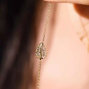 UM JEWELRY 14K Gold Plated 925 Sterling <b>Silver</b> Zircon Leaf Connector <b>Charm</b> <b>Bracelets</b> Trendy Micro Insert Women Wedding Gift - Product Image 5