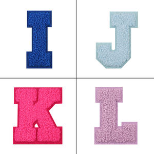 7cm A-Z huruf Alphbet handuk Chenille Patch otomatis perekat kaus topi desain huruf Logo kustom besi pada tambalan Chenille - Product Image 4