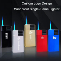 Briquet jetable en plastique gonflable coupe-vent à flamme unique, briquet torche, briquet personnalisé avec logo