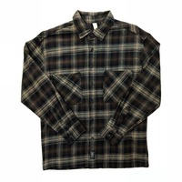 Chemises en flanelle de polyester à carreaux avec logo personnalisé pour hommes Veste d'hiver à bouton unique avec logo à l'avant