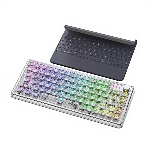 Cross-border Exclusive K75 RGB Tri-mode High-aesthetic Wireless Mechanical Keyboard for Transparent Gasket-mounted Gaming