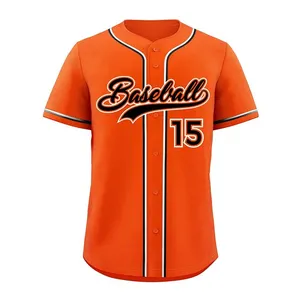 High Quality Wholesale Youth Best Designs Men Sublimated Button Cheap Custom Printing Baseball Jerseys Baseball Uniform Set