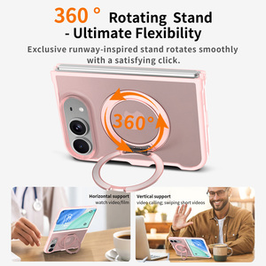 Étui Duo pour <span class=keywords><strong>iPhone</strong></span> rose luxueux et mignon avec support rotatif, finition mate douce au toucher, étui magnétique personnalisé pour téléphone portable pour femmes et filles - Product Image 2