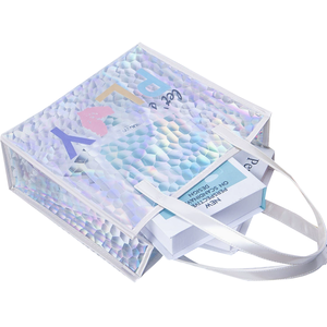กระเป๋าโท้ท PVC โฮโลแกรมที่มีด้ามจับ PU กระเป๋าถือช้อปปิ้งโปร่งใสเลเซอร์<span class=keywords><strong>เ</strong></span>รขาคณิตพร้อมโลโก้ที่กำหนดเอง - Product Image 2