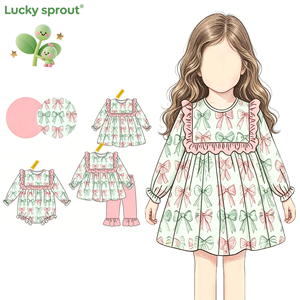 Abbigliamento Smocked per bambini neonati bambini bambini bambini vestiti fratelli nodo natale vestito ricamato vestito vestito abbinato - Product Image 1