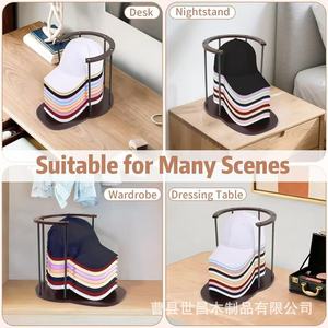 Estante de almacenamiento para gorras, organizador de sombreros apilable de madera, tipo redondo de escritorio, multiusos - Product Image 3