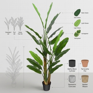 OH ARTS Palmier du voyageur artificiel réaliste, Plante artificielle Oiseau de paradis en pot pour la décoration moderne de la maison et du bureau - Résistant aux UV - Product Image 2