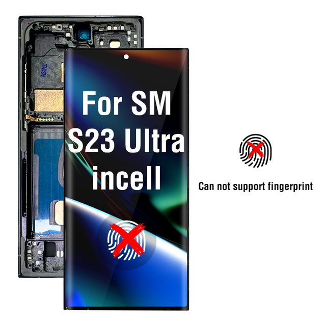 Incell Screen 6.78inch OEM Lcd Display for Samsumg S23 Ultra US EU Version With Frame Phone Pantalla Fix Broken Replacement