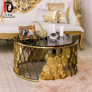 <strong>Gold</strong> Stainless Steel Frame Wedding <strong>Glass</strong> Top <strong>Coffee</strong> <strong>Table</strong> - Product Image 2