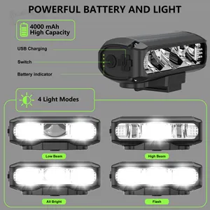 2024 plus récent 1200 lumens rechargeable 4000mAh batterie métallique vélo phare avant de vélo et lampe de poche