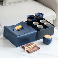 Ensemble de théière de voyage d'extérieur avec poignée, 1 théière, 4 tasses, 1 pot de rangement pour accessoires de camping