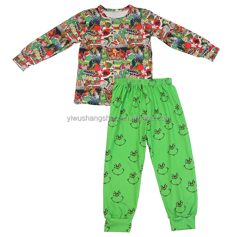 Ensemble de pyjama à manches longues pour enfants, vêtements d'hiver à imprimé de noël pour bébés garçons