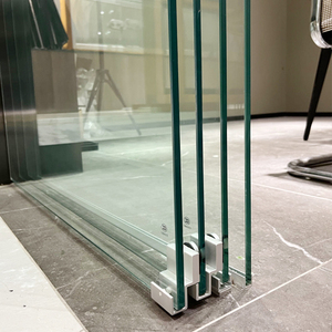 <span class=keywords><strong>Porte</strong></span> coulissante panoramique en verre sans cadre à 4 panneaux avec fermeture douce, verre <span class=keywords><strong>de</strong></span> 8 mm, pour villa, bureau, <span class=keywords><strong>patio</strong></span>, balcon, véranda - Product Image 1