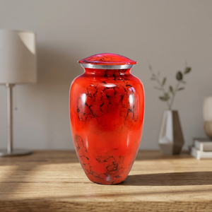 Urne funéraire européenne en laiton rouge pour adulte, souvenir commémoratif, vase de cercueil gravé, nom personnalisé, écologique, pour affichage à domicile, style indien - Product Image 1