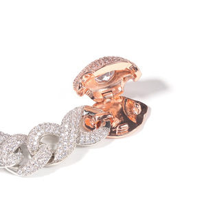 Hot popolare nuovo Design moda ragazze Zirconia gioielli ghiacciato catena a maglie cubane 10/16mm in ottone collana due toni con fibbia per gli occhi - Product Image 4
