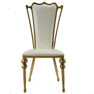Chaise et table en acier inoxydable pour fête, banquet, chiavari, luxe, king meeting, or blanc, pas cher, chaises de mariage