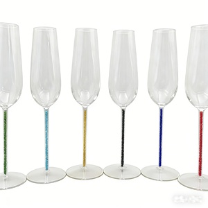 Flûtes à champagne en verre borosilicate de haute qualité, avec pied long, en titane, pour célébrations, mariages et fêtes - Product Image 2