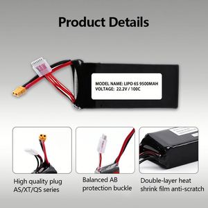 Batería Lipo para Dron FPV, 6S 22.2V 9000/9500/10000mAh 100C, para Dron FPV UAV - Product Image 3