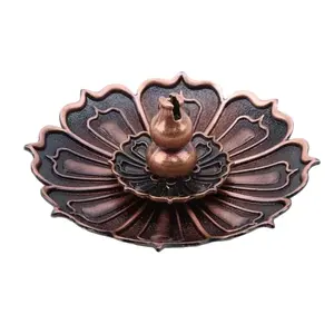 バーナー逆流スティック香ホルダーホーム仏教装飾コイル香炉ロータスフラワーシェイプブロンズ/銅禅バッド