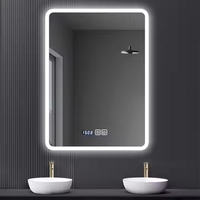 BTO personnalisé hôtel bain intelligent tactile interrupteur salle de bain LED miroir lumières verre argent rétro-éclairé miroir sans cadre