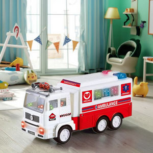 Jouet de voiture d'<span class=keywords><strong>ambulance</strong></span> pour enfants, fonctionne sur piles, voiture automatique à bascule avec lumières et sons 4D, jouet de voiture en plastique 4D - Product Image 1