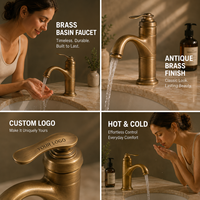 Robinet de lavabo de luxe en laiton massif, mitigeur chaud/froid pour salle de bain, à poser sur le comptoir, sans plomb, pour hôtel