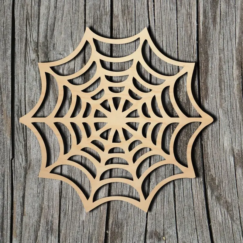 Spider Web Shape Laser Cut Unfinished Wood Cutout Shapes for Crafting