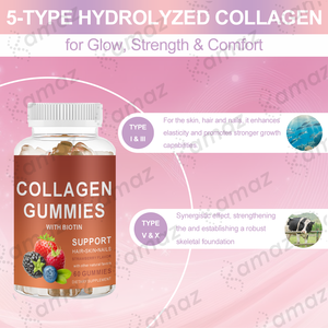 Bonbons gélifiés au collagène Amaz OEM, best-sellers, <span class=keywords><strong>pour</strong></span> femmes, avec biotine <span class=keywords><strong>et</strong></span> <span class=keywords><strong>vitamine</strong></span> C, <span class=keywords><strong>pour</strong></span> l'hydratation de la peau, l'éclaircissement des taches sombres <span class=keywords><strong>et</strong></span> la santé des <span class=keywords><strong>ongles</strong></span>. - Product Image 3