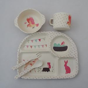 Juego de <span class=keywords><strong>vajilla</strong></span> PLA de fibra de bambú para niños, plato, Bol, taza, cuchara, tenedor, <span class=keywords><strong>vajilla</strong></span> de dibujos animados, Apto para lavavajillas - Product Image 6