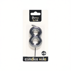 Party Love <b>Candles</b> Number 8 <b>Black</b> 6Cm Birthday Cake Decor - Product Image 3