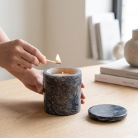 Porte-bougies parfumés vides en marbre effet luxe faits à la main pour la décoration de la maison