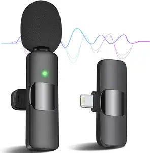 Mikrofon Lavalier nirkabel K9 2.4G, mikrofon Tipe C penghilang kebisingan ponsel tipe C perekam audio putar mikrofon kerah