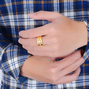 Hot Sale New Temperament verstellbarer <span class=keywords><strong>Ring</strong></span> Vergoldeter dicker <span class=keywords><strong>Ring</strong></span> Diamant atmosphäre Diamant Trau ringe für Frauen Männer - Product Image 5