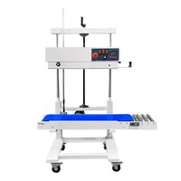 Machine de scellage verticale à bande continue pour sacs alimentaires en plastique de 25 kg et 50 kg avec imprimante jet d'encre