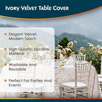Nappe de table ronde en velours de luxe ivoire 120/132 pouces, nappes en velours froissé doux
