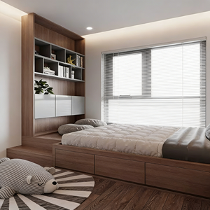 BALOM Customized Tatami <b>Bed</b> with Wardrobe, Large Capacity Storage, Modern Bedroom Furniture, Hotel Apartment Project Ardrobe - Product Image 2