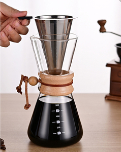 Cafetera de Vidrio Borosilicato de 600 ml con Filtro de Acero Inoxidable y Collar de Madera para el Hogar y Cafeterías - Product Image 2