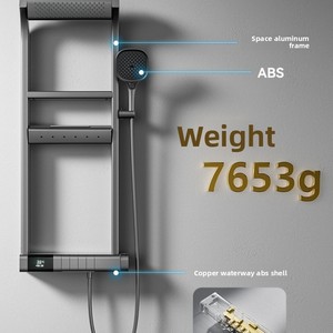 Juego de Ducha de Alta Calidad con Soporte de Pared Multifuncional, Pantalla Digital Termostática, Estante de Almacenamiento y Cabezal de Ducha Cuadrado - Product Image 3