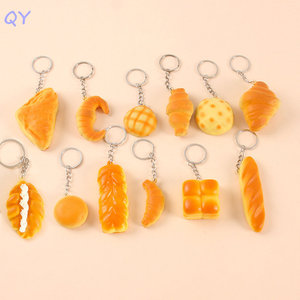 Porte-clés pendentif mini pain de simulation QY PU, jouet amusant en forme de pain français, croissant et pain ananas - Product Image 5