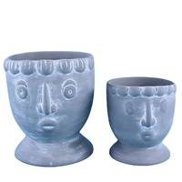 Ventes en gros de pots à fleurs en ciment de qualité pour l'extérieur, colorés, design unique avec visage humain