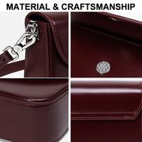Lisse Cuir Véritable Structuré Rabat Épaule Sac à Bandoulière Sac à Main pour Femme pour le Quotidien
