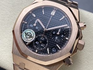 Reloj Mecánico de Lujo para Buceo, de la Mejor Calidad, 41 mm, Fábrica APS, Movimiento Cal 4401, 26240, Multifunción, Cronógrafo, Negro, Oro Rosa - Product Image 3