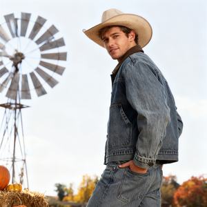 Veste en jean streetwear à épaules tombantes, lavée vintage, 100% coton, poids lourd, taille plus pour hommes, vente en gros TKAN443D - Product Image 1